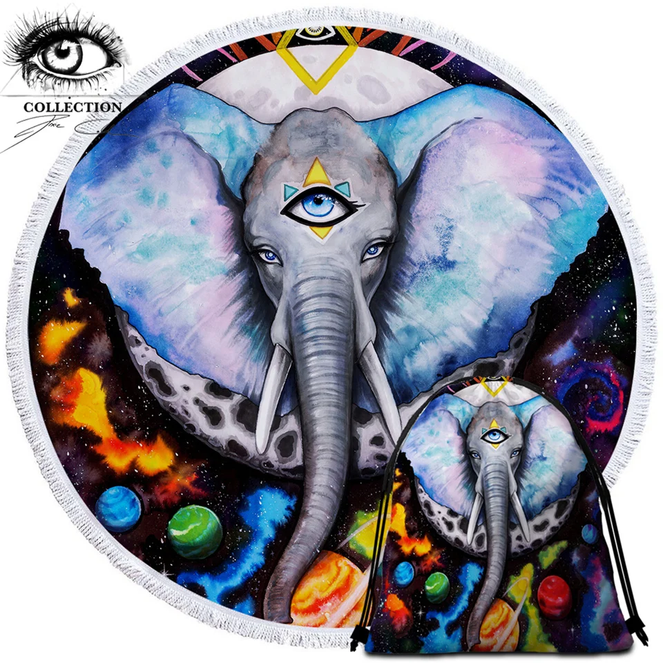 Alien Elefant от Pixie Cold Art круглое пляжное полотенце слон гобелен животные галактика Toalla