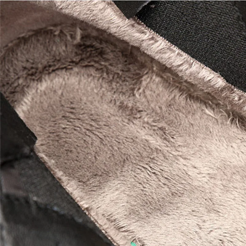 Black plush Мужские ботинки «Челси» из натуральной кожи в стиле ретро; ботильоны на молнии; деловые мужские оксфорды; Зимние теплые плюшевые ботинки - Цвет: Black plush