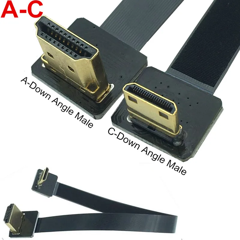 FPV 90 градусов до Mini HDMI-совместимый адаптер вниз 5 см-80 см FPC плоский HD-кабель шаг