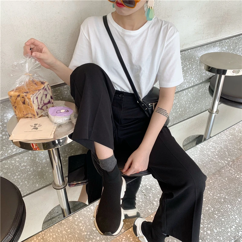 Универсальная футболка женская хлопковая эластичная базовая повседневная яркие