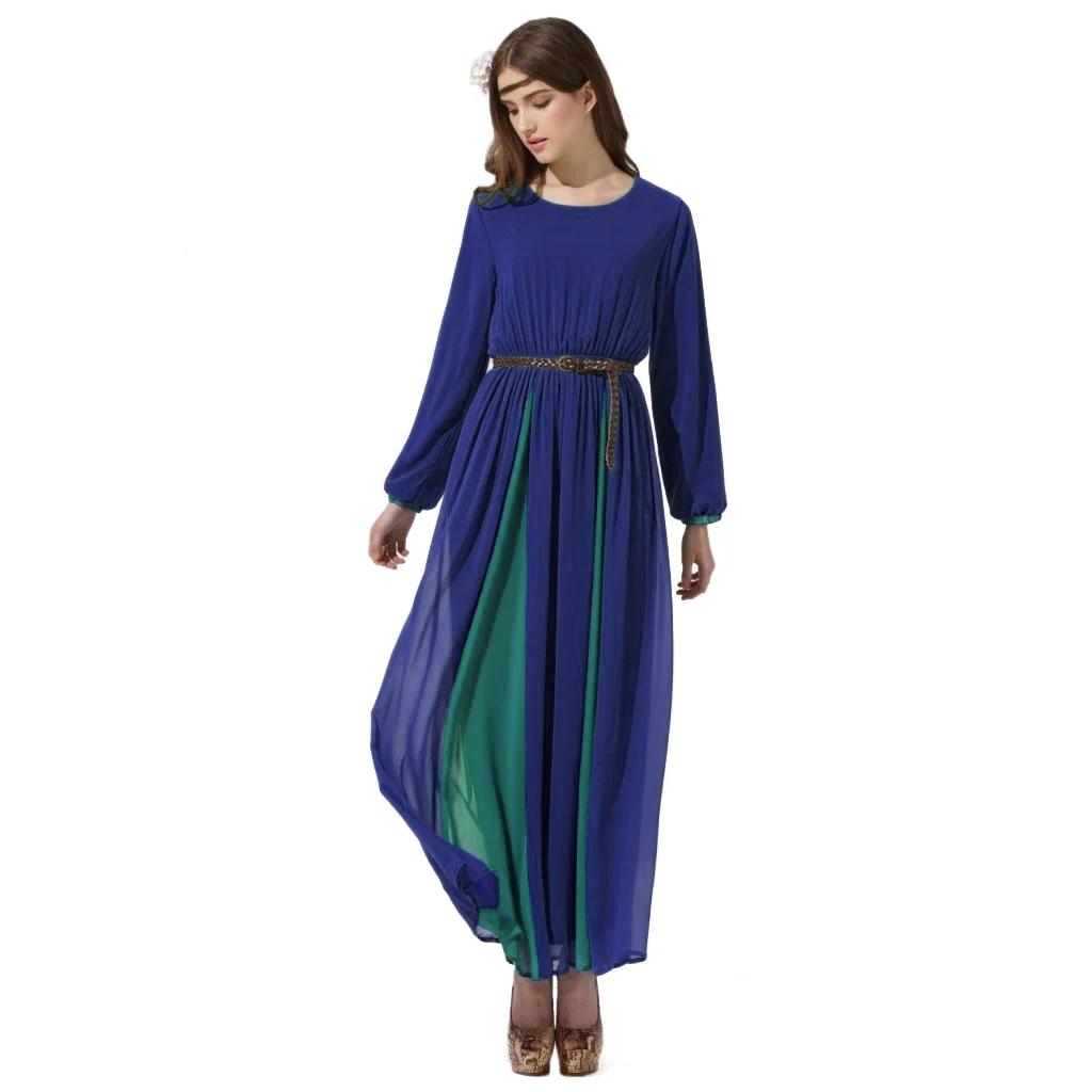 Платье Для Женщин-мусульманок платье из шифона с длинным рукавом для девочек