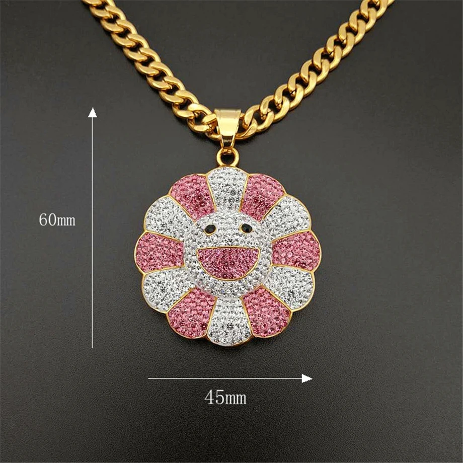 Новая мужская хип-хоп подвеска в виде подсолнуха ожерелье s Iced out bling из нержавеющей стали модные Очаровательные Подвески ожерелье ювелирные изделия Хип-хоп