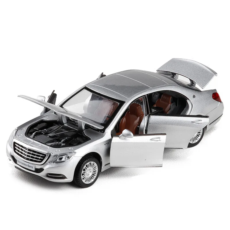 1:24:32 звуковой светильник, сплав Maybach S600, модель автомобиля, 6 дверей, игрушки для мальчиков, детский подарок