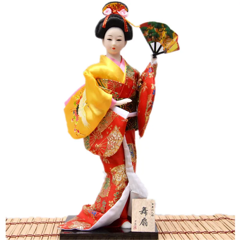 30 см Новинка японское кимоно для танцев статуя гейши с поклонниками украшение