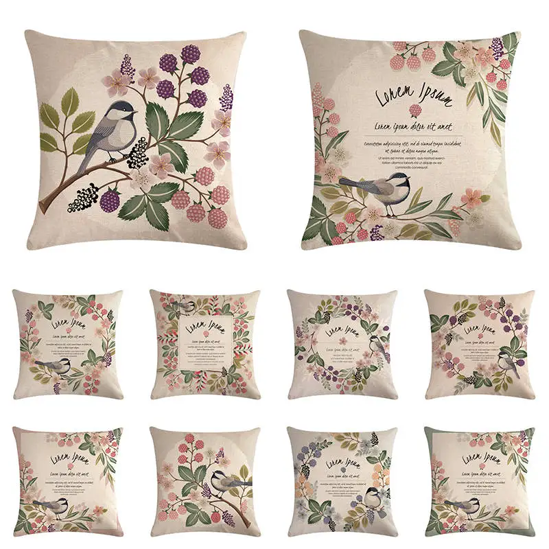 

Винтажная наволочка с цветочным рисунком, наволочка из хлопка и льна, наволочка для автомобиля, романтическая наволочка в американском сти...