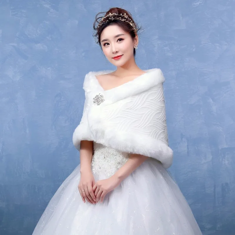 Красивые Теплые Зимние Женщины Свадебный Платок Невесты Wrap Кабо Искусственного