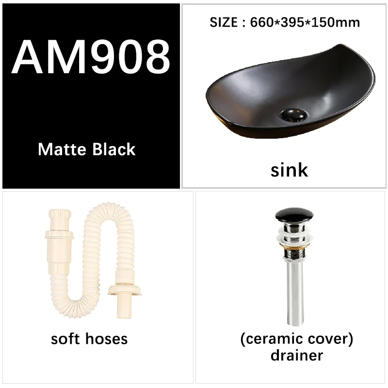 Matte Black Раковины для ванной комнаты матовый черный керамический сосуд большой размер 660*395*150 мм Современный арт стиральная миска-умывальник счетчик топ балкон раковина AM908 - Цвет: Matte Black