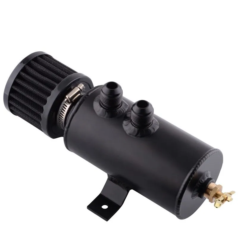 Black SPEEDWOW Универсальный 0.75L матовый баффled алюминиевый маслоуловитель БАК с фильтр сапуна 10 круглая банка маслоуловитель - Цвет: Black