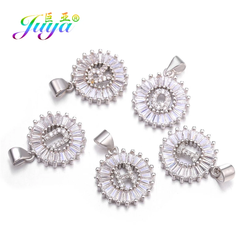 Juya DIY Luxuryu фианит 26 букв алфавита A-Z Подвеска для женщин и мужчин ручной работы |