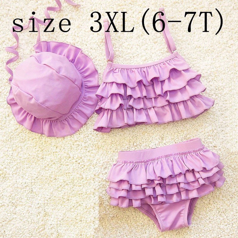 purple 3XL Детская одежда для купания комплект из 3 предметов, бикини для девочек г., летний купальный костюм для девочек пляжная одежда для купания купальная Одежда для девочек - Цвет: purple 3XL