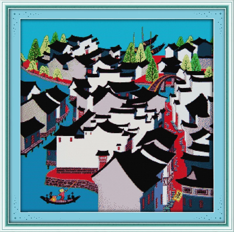 

Набор для вышивки китайской реки Янцзы, Набор для вышивки крестиком 11 карат с принтом 14 карат, «сделай сам», Китайская вышивка