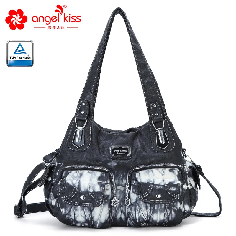 Black Angelkiss Брендовая женская сумка из мягкой кожи, модная сумка через плечо, летняя новая женская сумка - Цвет: Black