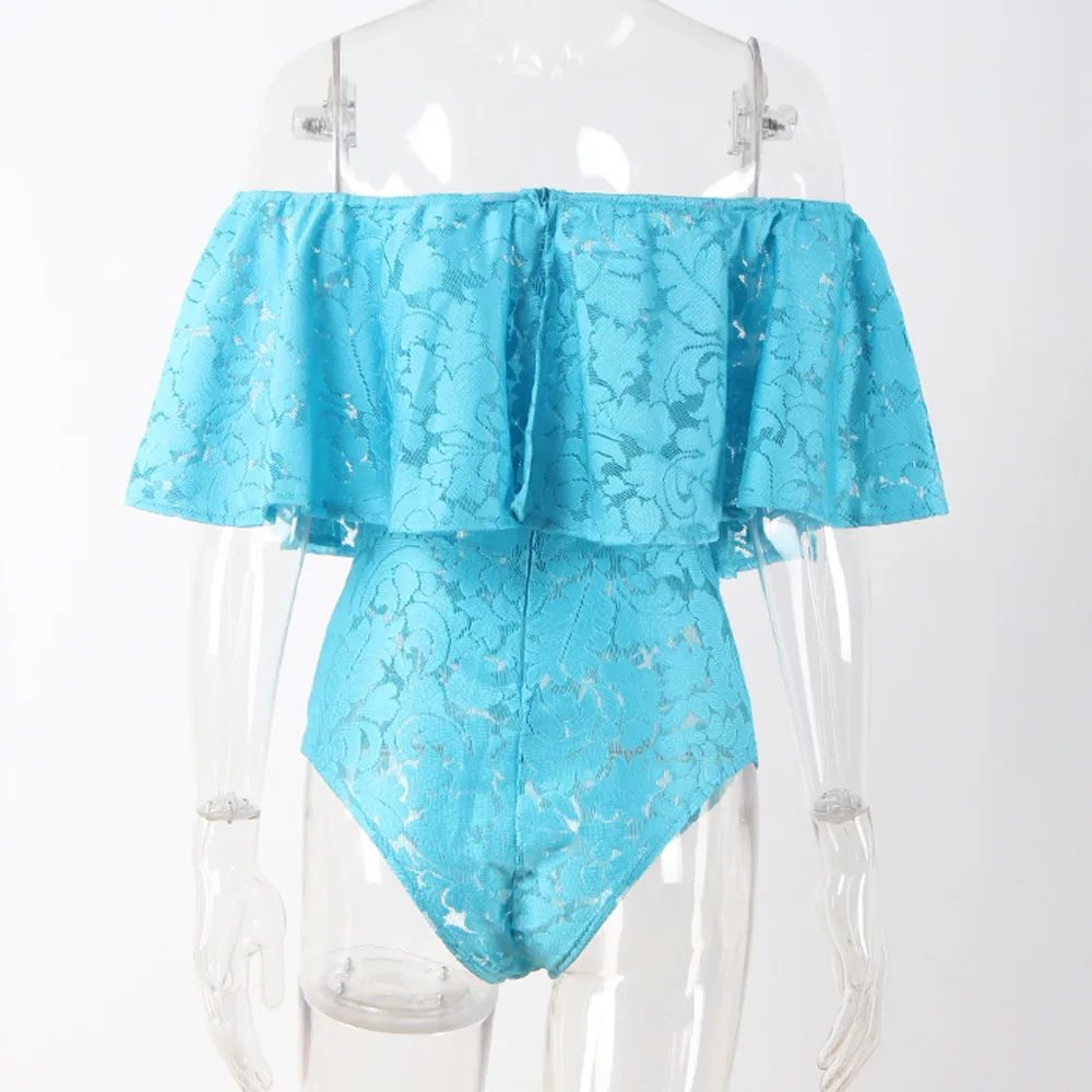 Женские мягкая и удобная обувь Bardot Жабо с открытыми плечами Кружевное боди