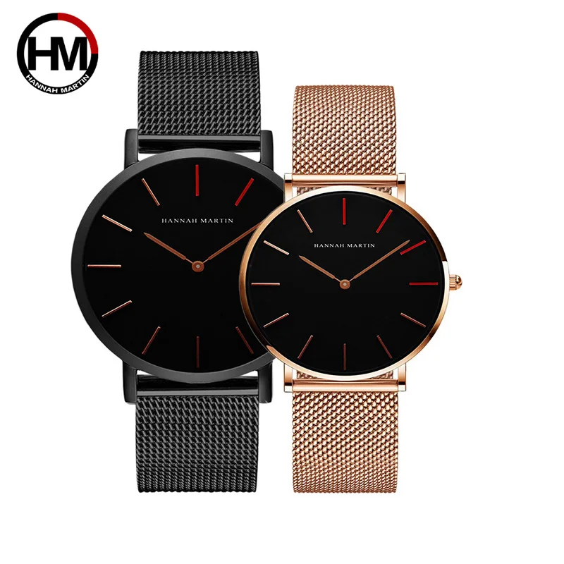 1230-HR-WFH-36WFF 1 комплект, 4 красных указателя, японский кварцевый механизм, дизайн, водонепроницаемые, розовое золото, нержавеющая сталь, сетчатый ремешок, часы для влюбленных, relogio feminino - Цвет: 1230-HR-WFH-36WFF