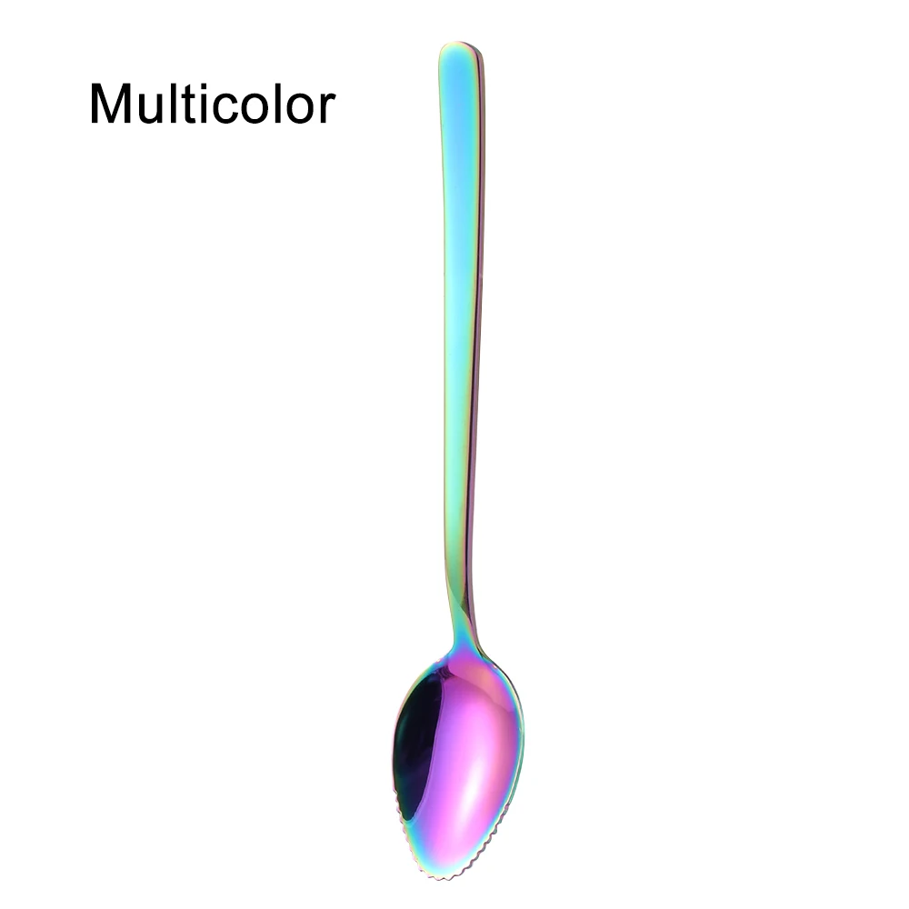 multicolor Красочная ложка из нержавеющей стали для грейпфрута зубчатая кромка десерт, Мороженое ложка посуда кухонные принадлежности кофейные чайные ложки - Цвет: multicolor