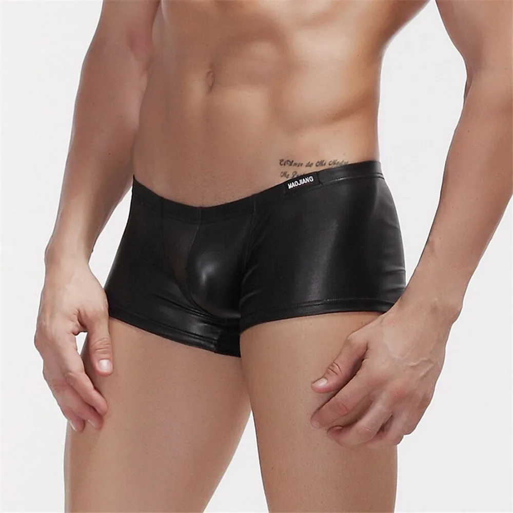 Мужское однотонное нижнее белье с низкой талией из спандекса плоским углом|underwear