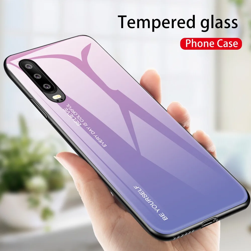 Чехол с закаленным стеклом для Huawei P30 Pro Mate20 чехлы телефонов роскошный чехол ins