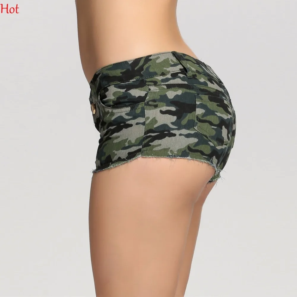 Летний стиль 2017 г. Для женщин Шорты Камуфляж джинсы короткие пикантные шорты мини