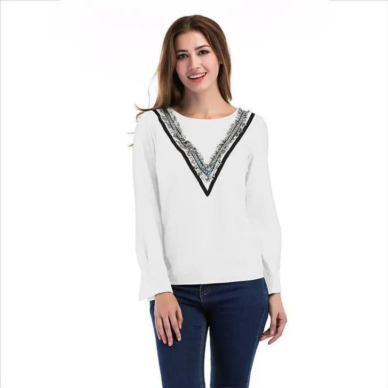 NFIVE Brand 2017 Women Thin Lace T-shirts Europe And America Autumn New Long Sleeved T-shirt Quality Fashion Casual Loose Shirt | Женская