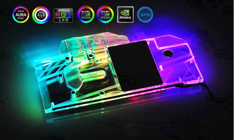 Bykski водного блока использовать для ZOTAC RTX2070 8GB X-GAMING OC/Gaming RTX2070 AMP/полное покрытие медный радиаторный блок/RGB светильник