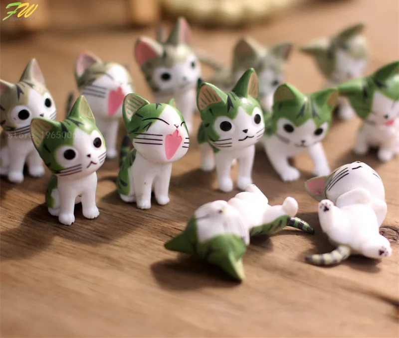 Миниатюрные фигурки кошки с сыром (6 шт./лот) игрушки Милая модель детские 4 см ПВХ