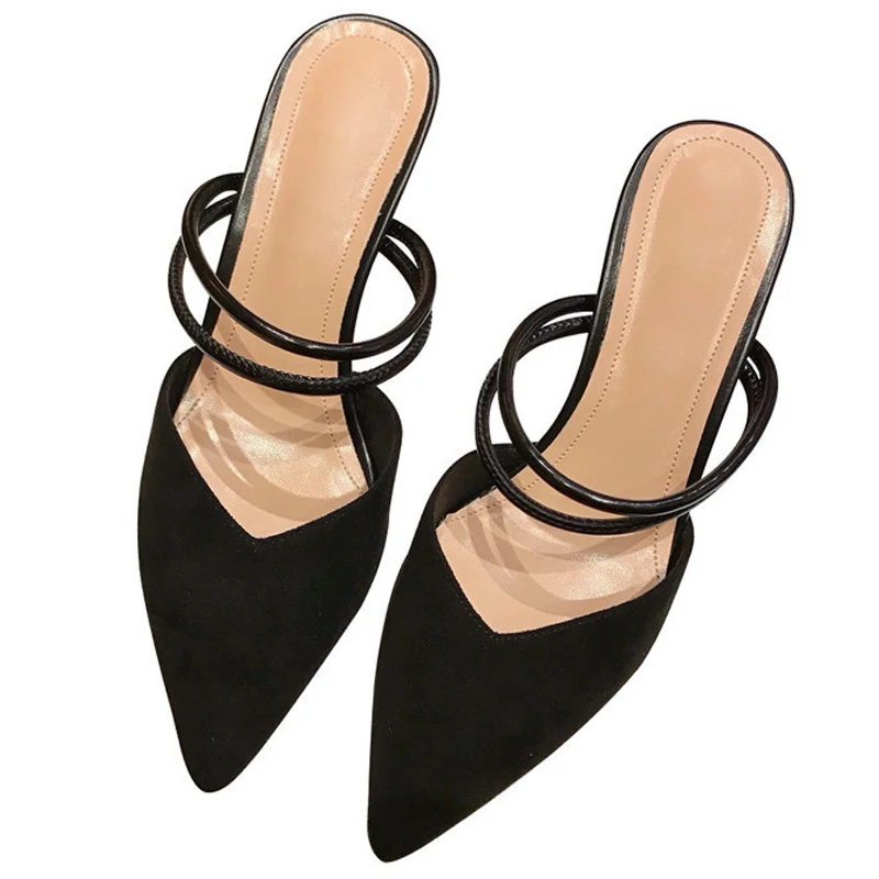 Женские летние туфли-лодочки на высоком тонком каблуке без застежки однотонные