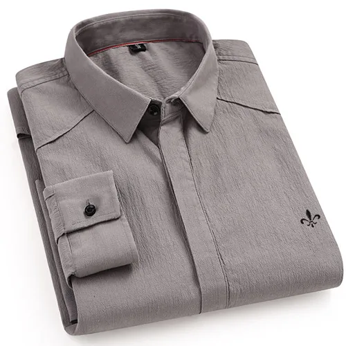 XYX-1600GRAY Dudalina,, мужские рубашки из бамбукового волокна, мужские рубашки с длинным рукавом, одноцветные, облегающие, повседневные рубашки, мужские, для социальных, бизнес - Цвет: XYX-1600GRAY