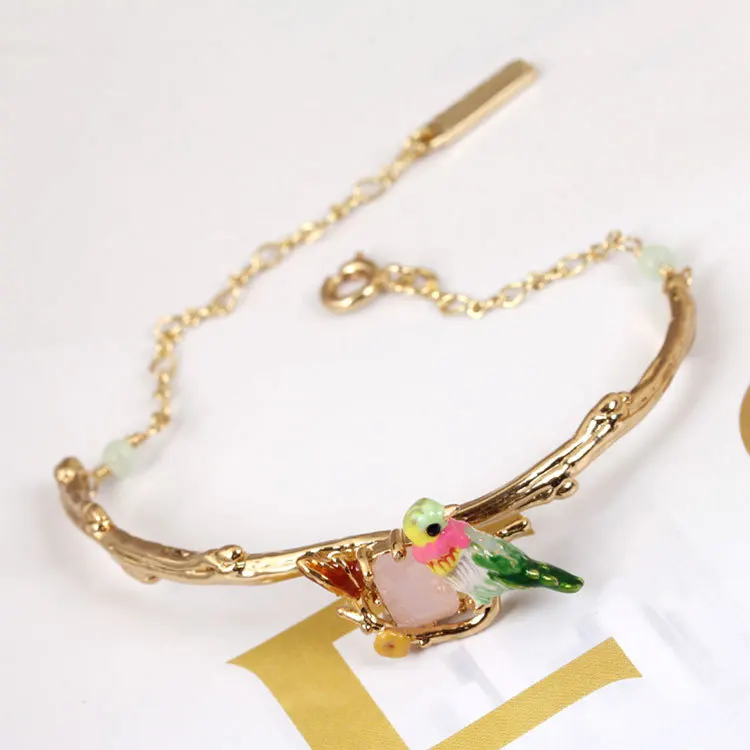 Колибри gem браслет браслеты для женщин Эмаль глазури прекрасный с птицами леди
