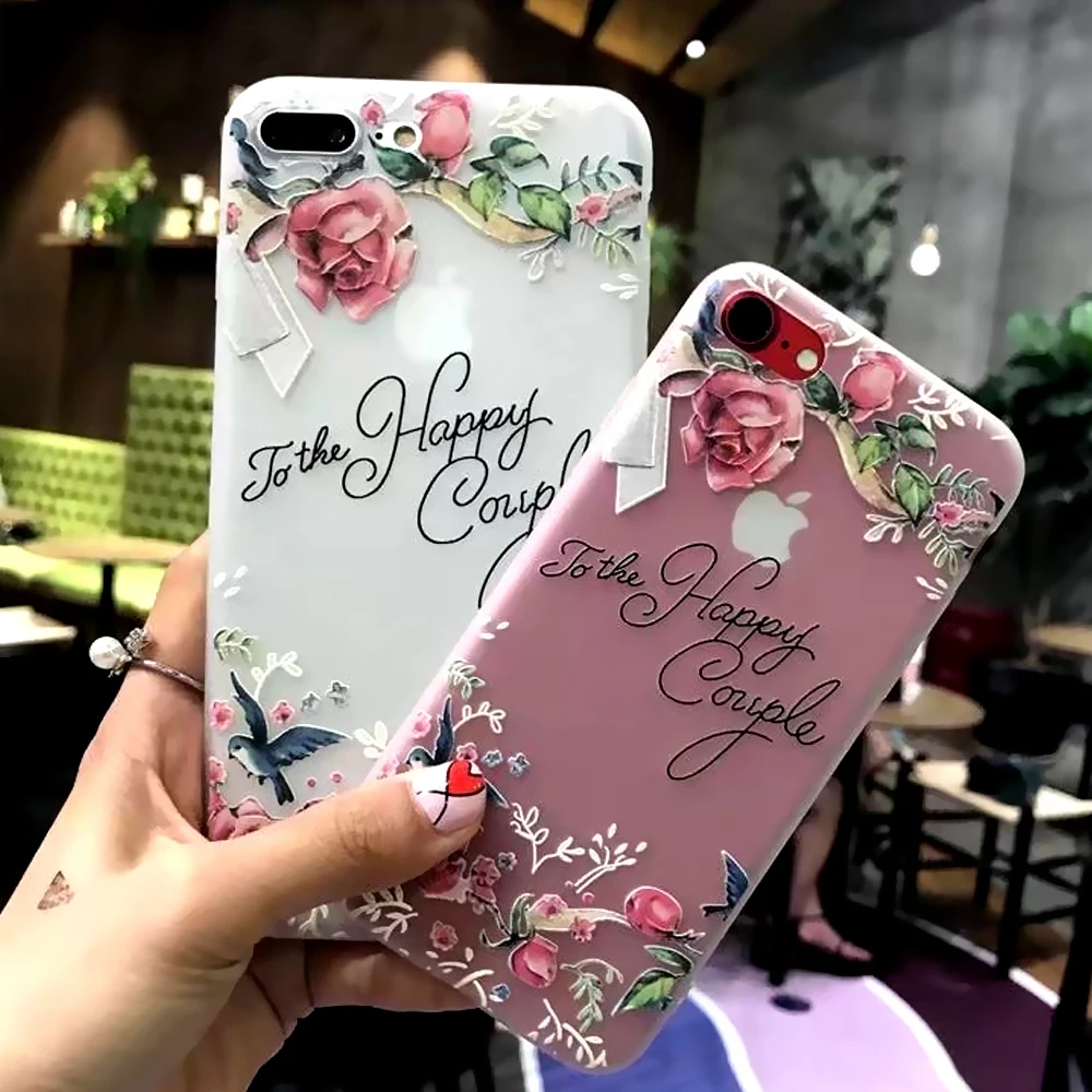 Nephy 3D Flower Silicon Phone Case For iPhone7 8 Plus XS Max XR Rose Floral Cases iPhone X 7 6 6S 5 SE Soft TPU Cover |