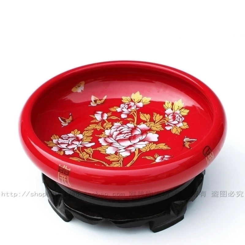

Jingdezhen ceramic red ceramic brush washer nelumbo nucifera basin narcissus basin home
