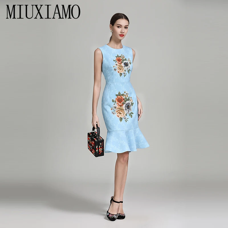 MIUXIMAO, высокое качество, весна и лето, роскошное платье с вышивкой, цветочными бриллиантами, Элегантное повседневное платье-труба, женское платье