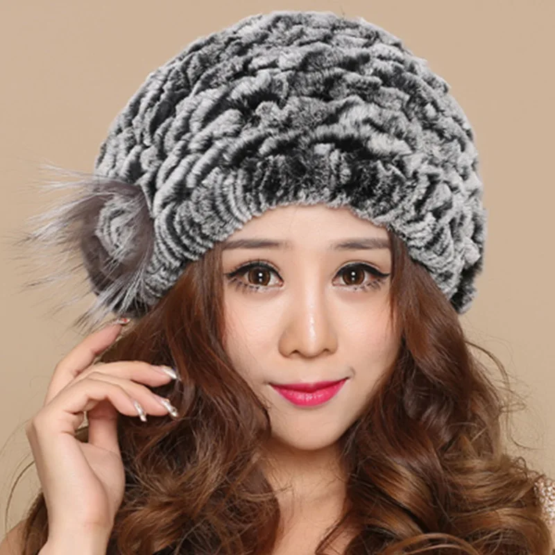 Winter Hat For Women Btouca gorro feminino inverno Boina Real Fur CapBoinas Feminina Knitted Russian Female Berets Hats | Аксессуары для