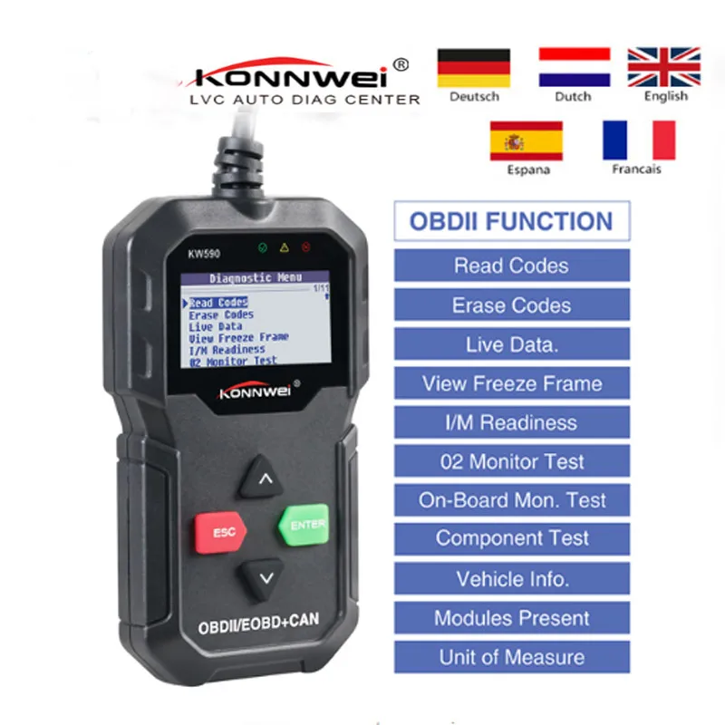 

OBD2 сканер KONNWEI KW590 автомобильный диагностический сканер для Авто OBD 2 Автомобильный диагностический инструмент Автомобильный сканер инструменты лучше, чем Elm327 Wifi