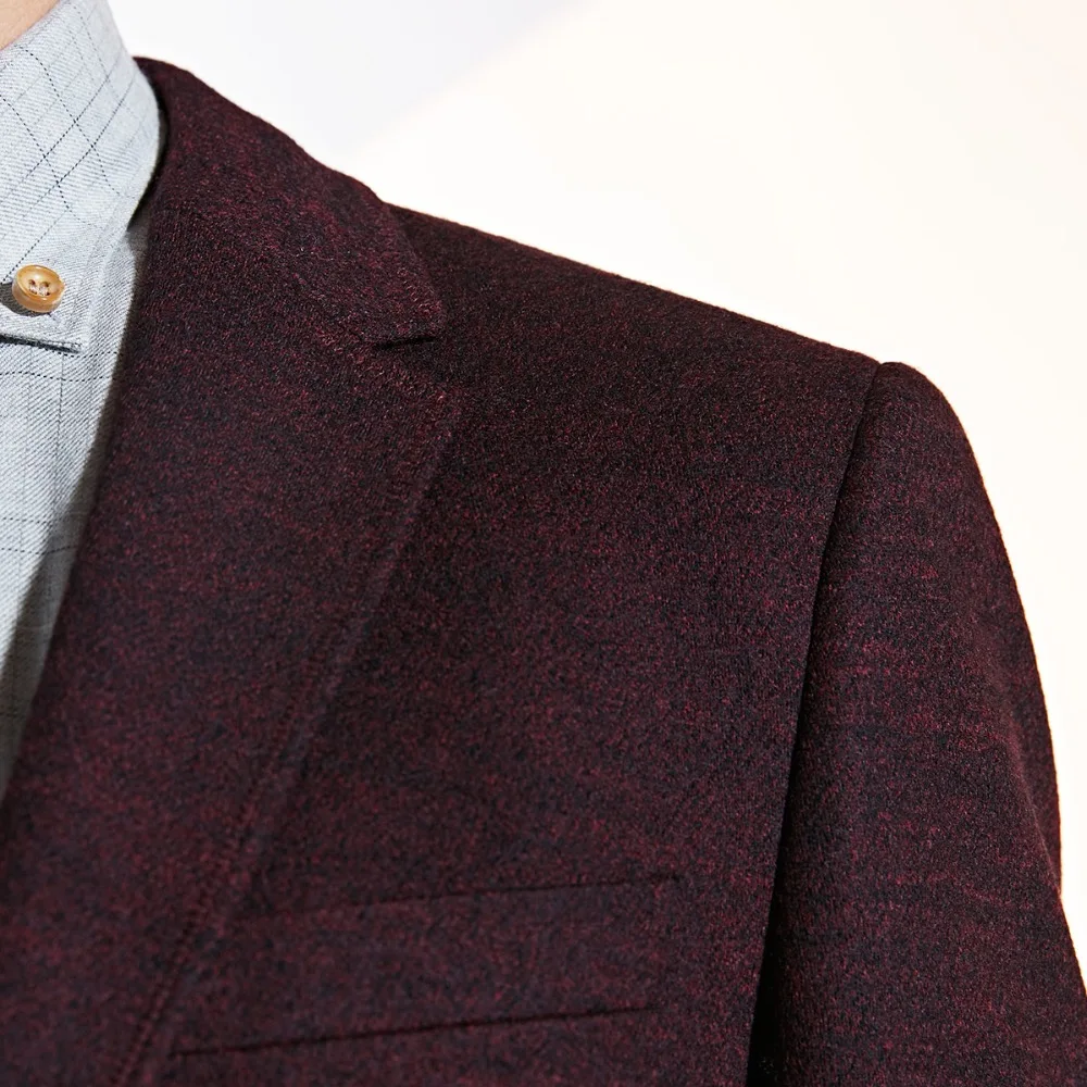 blazer men 80% wool high quality single breasted smart casual man blazer clothes 2018 autumn new full sleeve slim fit wine red