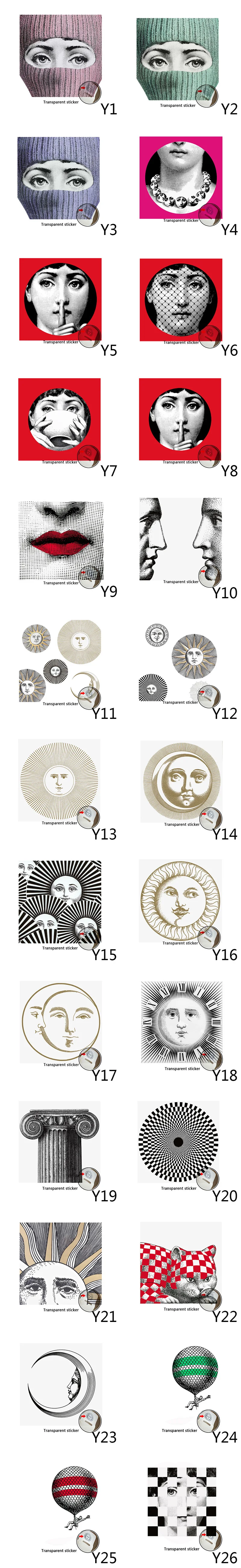 Творческий Европейский прозрачные плитки Стикеры Fornasetti квадратном Водонепроницаемый Ванная комната/стены кухни, декоративные Стекло/плитка декор