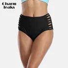 Женские плавки-бикини с высокой талией Charmleaks, однотонные плавки с вырезами, сексуальные плавки