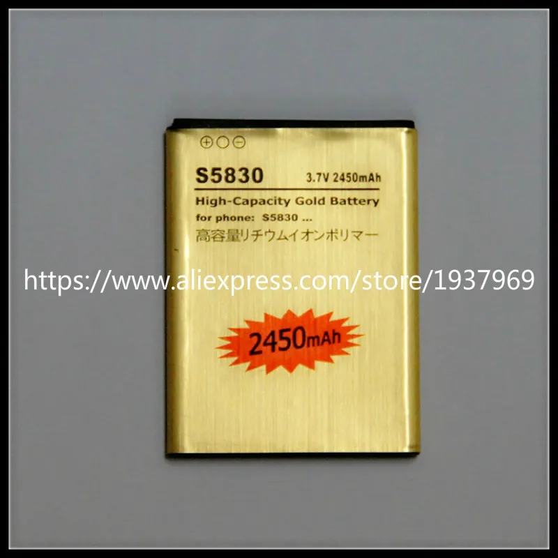 For S5830 battery Gold Li-ion Replacement Battery EB494358VU for Galaxy Ace S5830 GT-S5830 S5830i i569 i579 s5670 battery