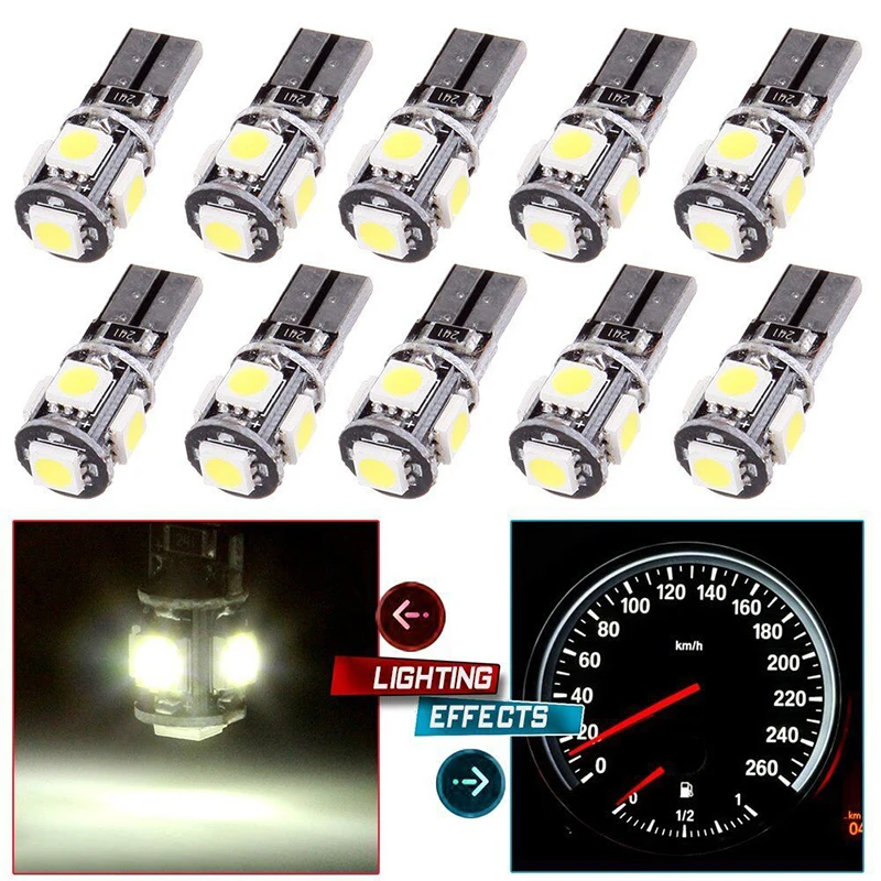 1x T10 Canbus Белый Синий Красный 5smd Автомобильный свет W5w 194 168 лампочки ошибки DC 12V
