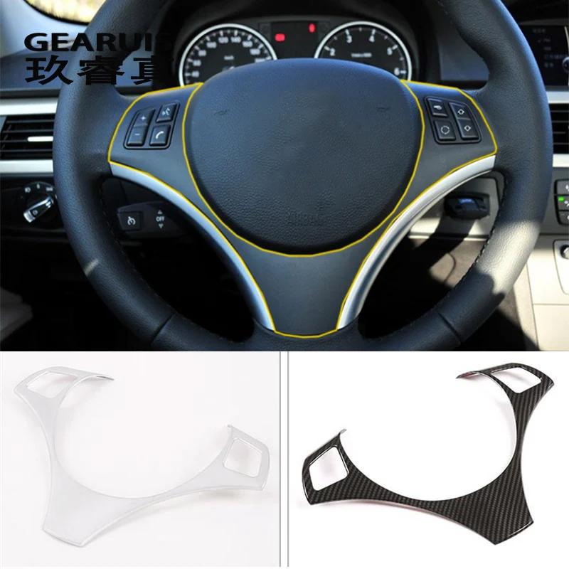 

Car Styling Carbon fiber Steering Wheel buttons Covers Stickers Trim for BMW 3 series E90 2005-2012 lnterior Auto Accessories