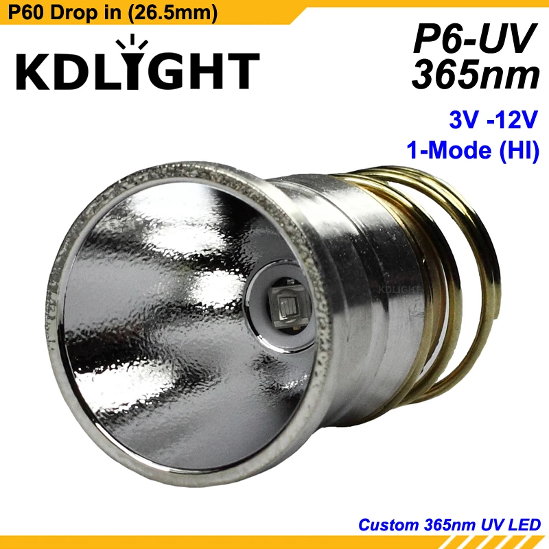KDLITKER P6 UV UV365nm UV395nm 3 V 12 1 Mode P60 Drop in (Dia. 26 5 мм)|uv 12v| |