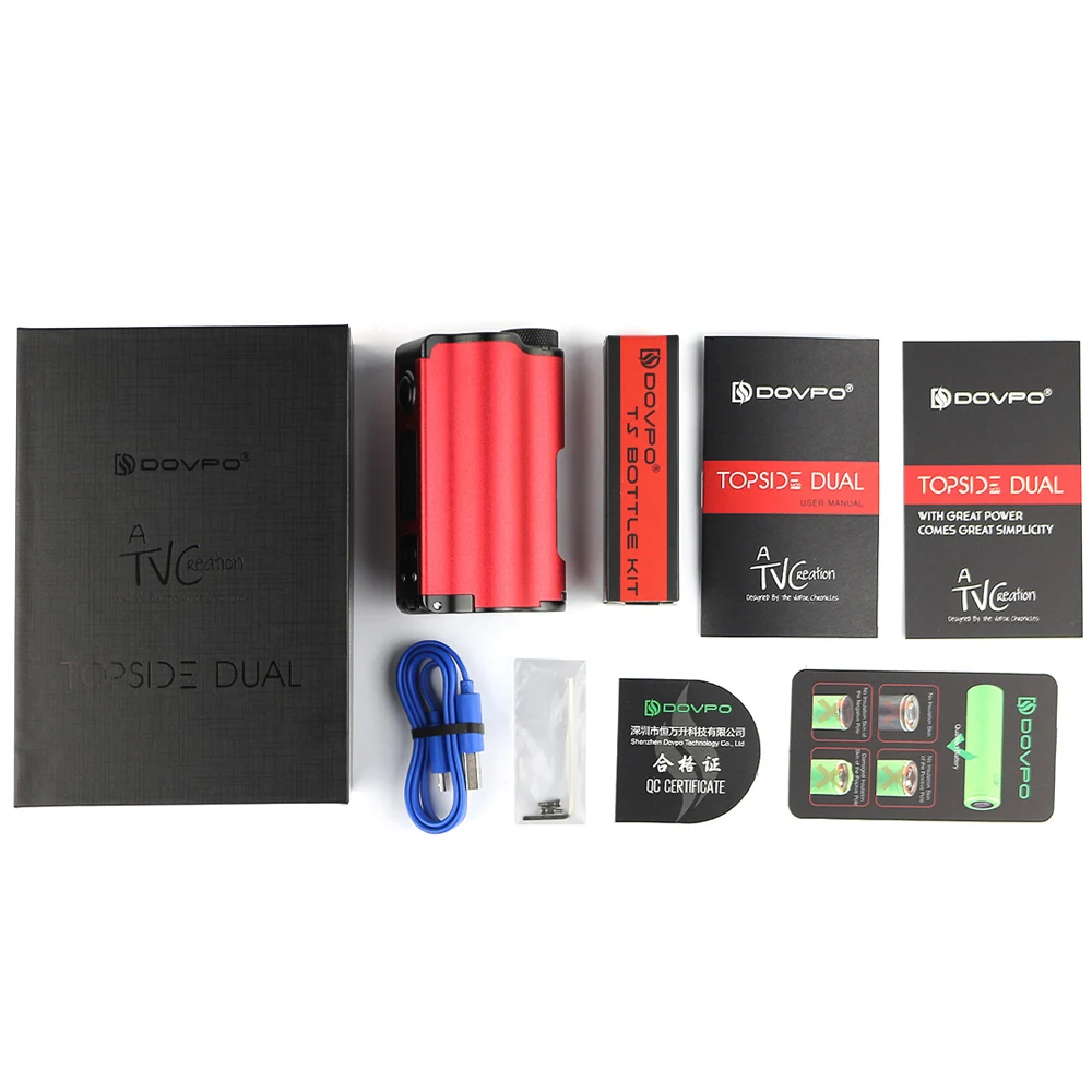 

100% Original 200W DOVPO Topside Dual Top Fill TC Squonk MOD with 10ml Squonk Bottle E-cig Vape Box Squonk Mod