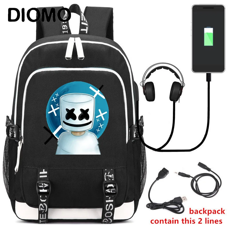 DIMOM крутая школьная сумка 2019 американская тайна DJ Модный Usb рюкзак для ноутбука