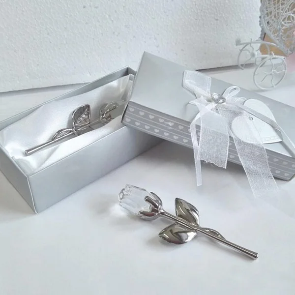 silver transparent Хрустальные стеклянные статуэтки розы Ремесло Свадьба День Святого Валентина сувениры и подарки сувенир украшение стола украшения - Цвет: silver transparent