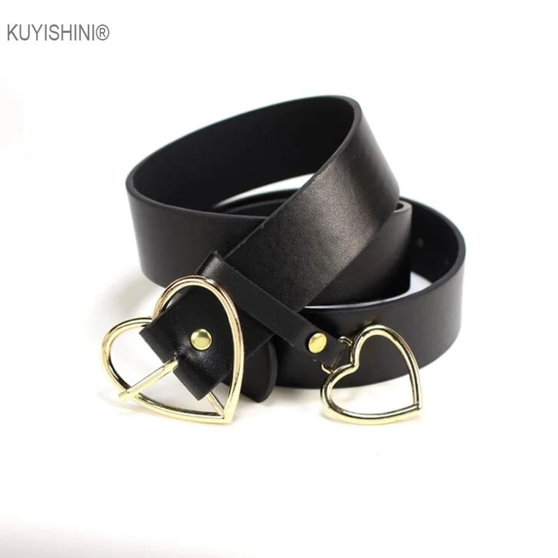 Женский ремень из искусственной кожи с металлической пряжкой в форме сердца |