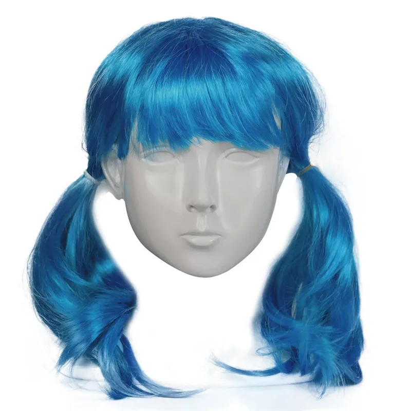 wig with ears Новинка, косплей парик Салли с лицом, голубой парик, волосы конские хвосты, парики для косплея, аксессуары, реквизит - Цвет: wig with ears