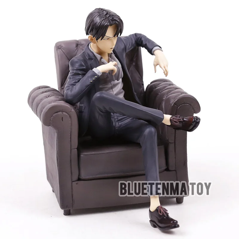 Черный костюм Атака Титанов Levi Ackerman сидящий диван Ver. ПВХ фигурка Коллекционная