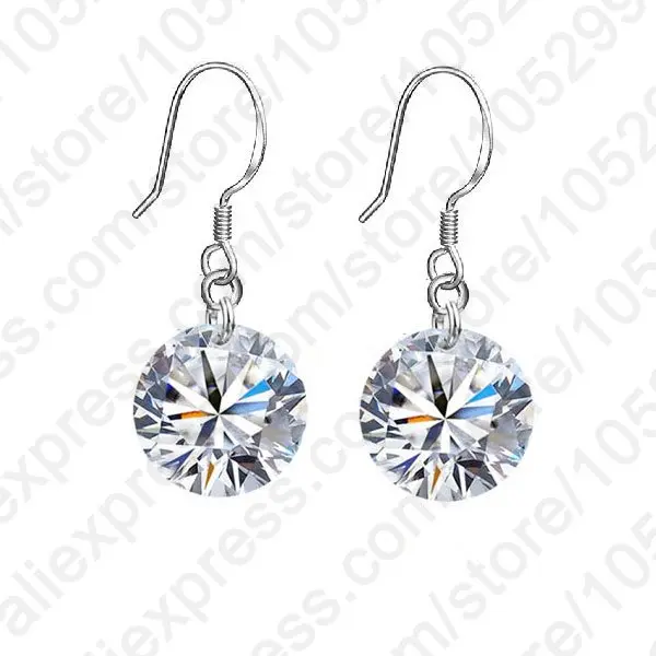 Женские серьги из серебра 925 пробы с фианитом 8 мм 6 цветов|hook earrings|earrings fashioncrystal