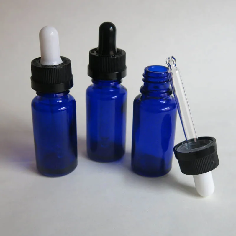 Wholesale 100 Pcs 15ml Blue Glass dropper bottle, Reagent Eye Dropper Drop 0.5 ounce Aromatherapy Liquid Pipette Bottles