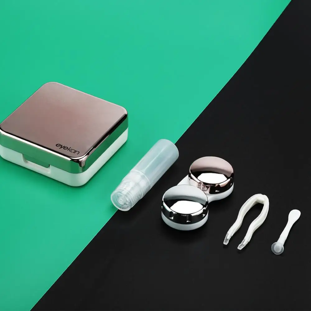 Портативный чехол для контактных линз с зеркалом женщин цветная коробка