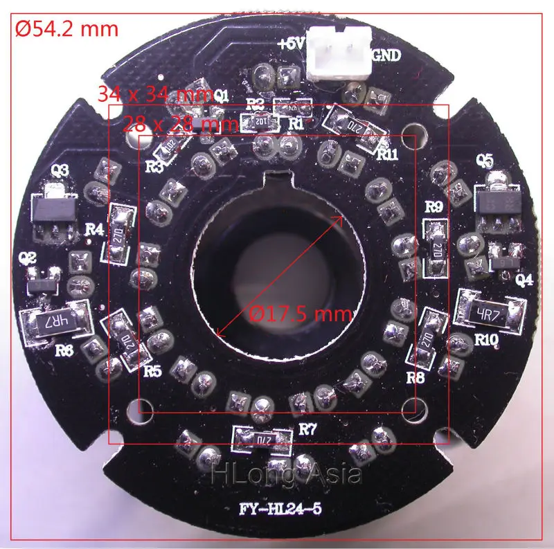 (DC + 5V) Источник питания инфракрасная 24x IR светодиодная плата для камер